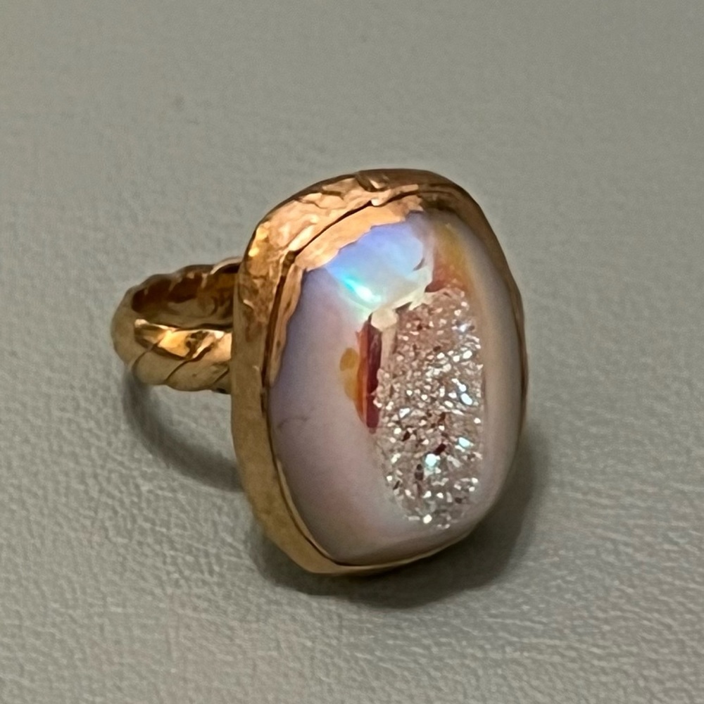 Iridescent “geode” ring, Size 6